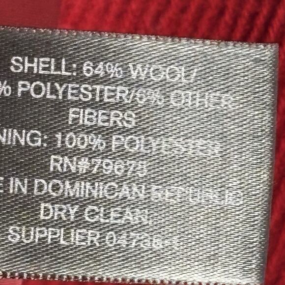 LIZ CLAIBORNE Women's Double Breasted Coat Wool Blend Twill Red Size 2X - Picture 5 of 6